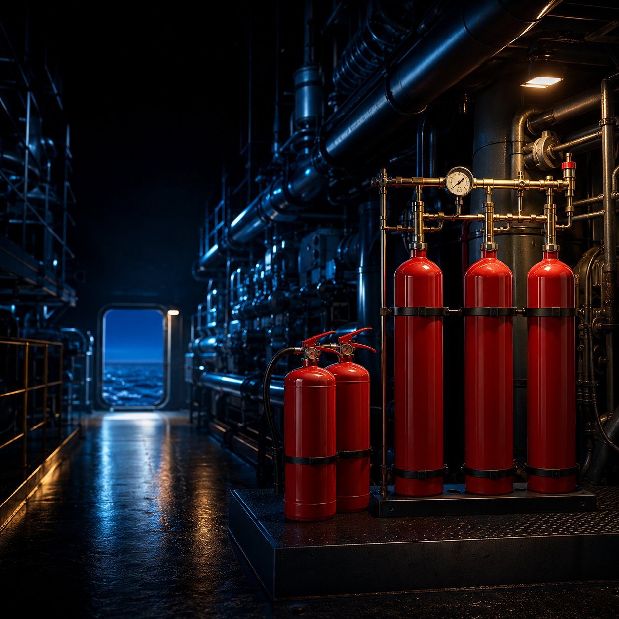 Fixed carbon dioxide fire suppression equipment