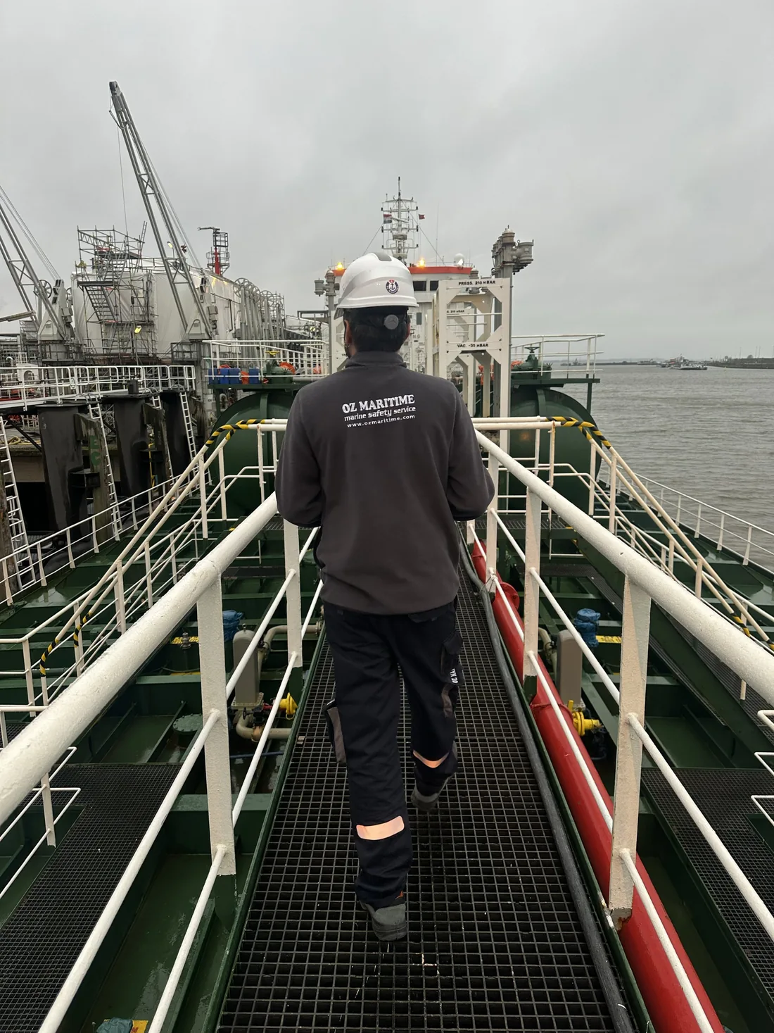 OZ Maritime technician on a vessel’s deck