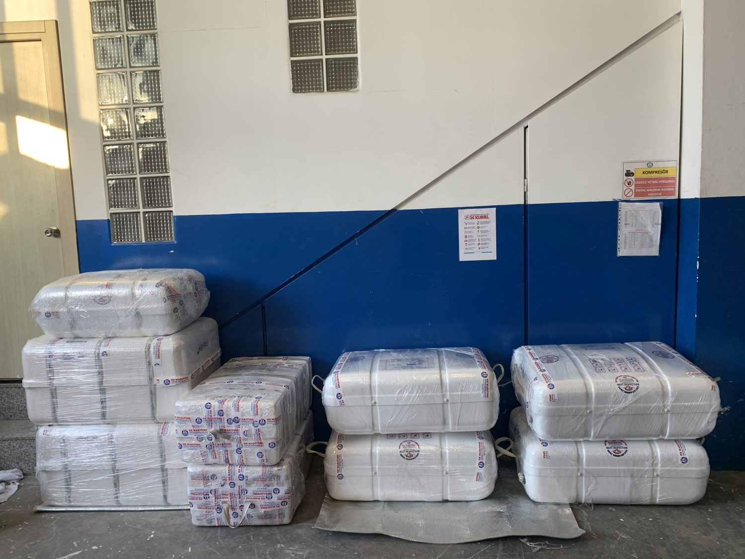 Packed life-saving equipment awaiting its next operation