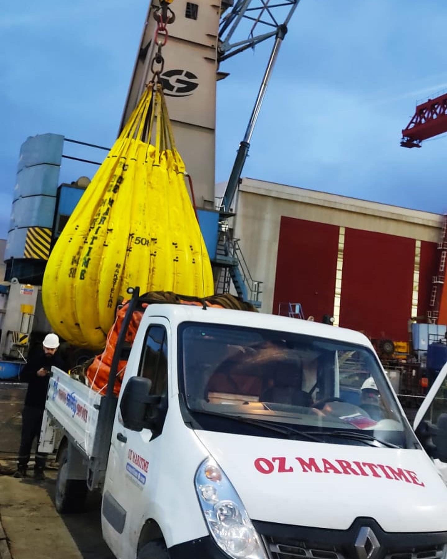 Water-bag load testing with the service vehicle alongside