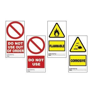 Do Not Use, Flammable and Corrosive Tags